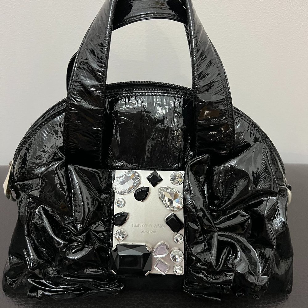 Renato Angi Venezia leather bow handbag. Made in Italy.